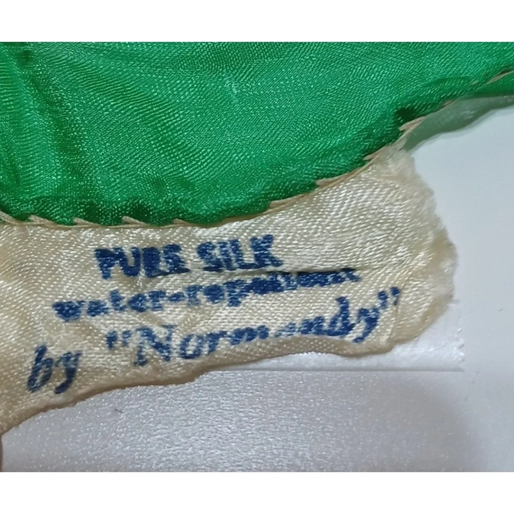 VTG Normandy Silk Scarf 32x32 Umbrella Novelty Print MCM Retro Dopamine Whimsy